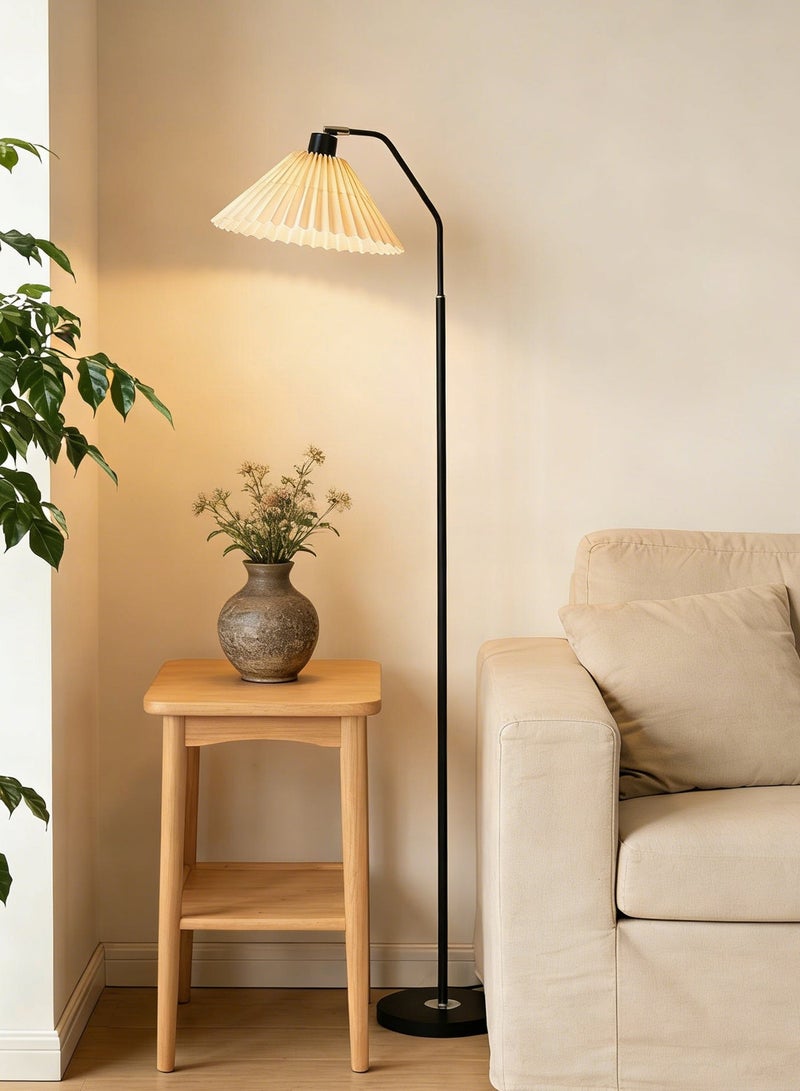 Minimalist Arc LED Floor Lamp, 16 Color Temperatures, Stepless Dimming, Remote Control, White Fabric Shade, Adjustable Tall Standing Lamp, Modern Design, 149×47 cm, for Bedroom, Living Room, or Office, Black - Image 3